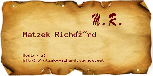 Matzek Richárd névjegykártya